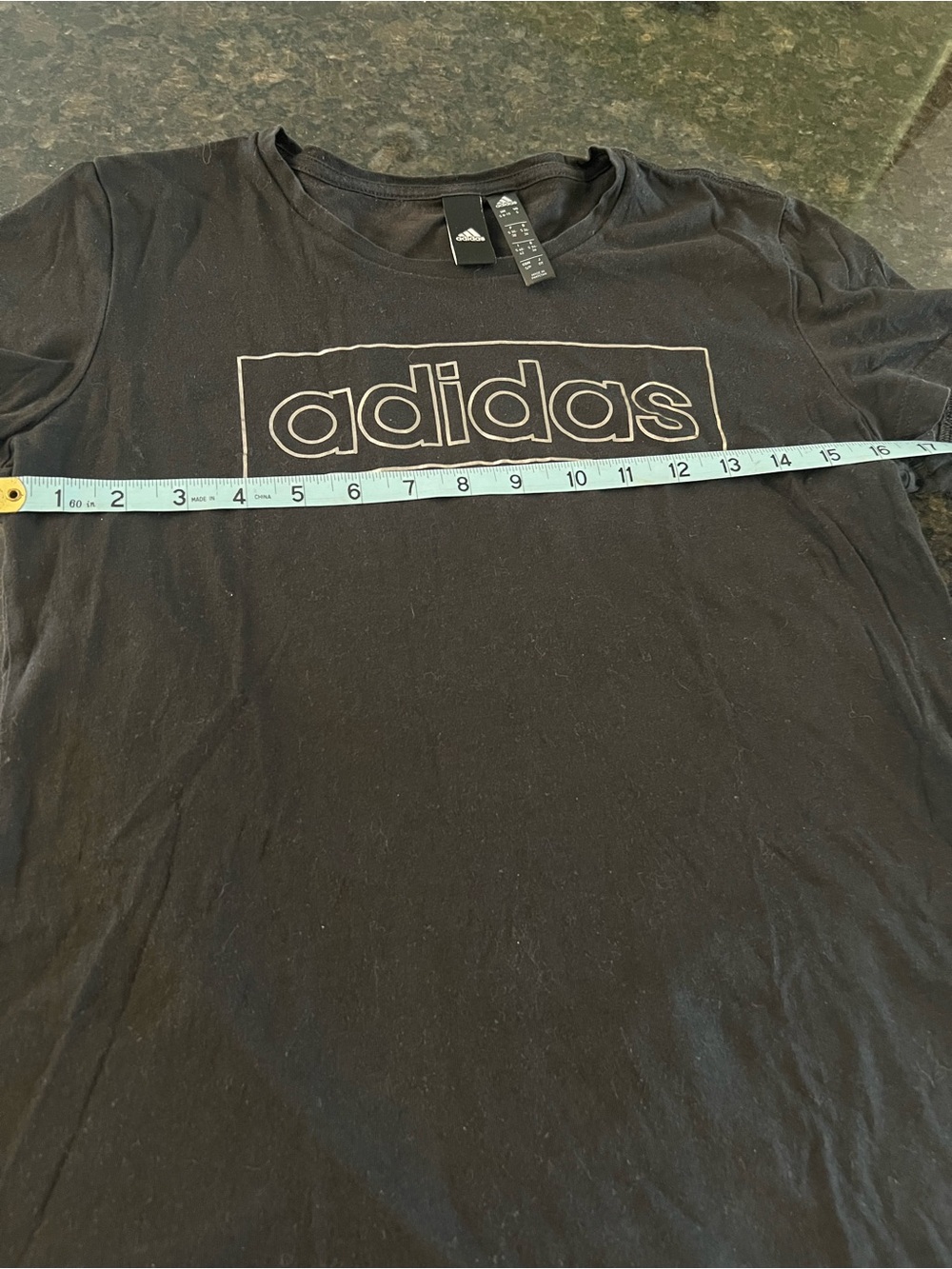 adidas Black Tee with Silver-Outlined Logo - Picture 7 of 9